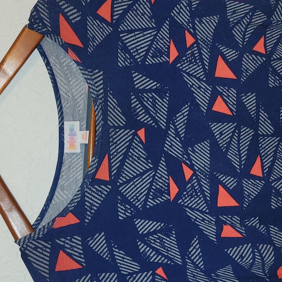 LuLaRoe Irma XS Blue and Orange Triangles - Picture 2 of 4